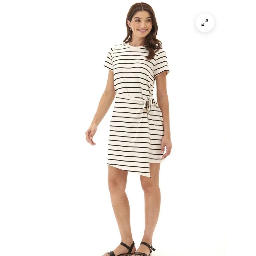 Threads 4 Thought Womens Striped Wrap Dress Aspen Black TWA8216-P1 S NEW